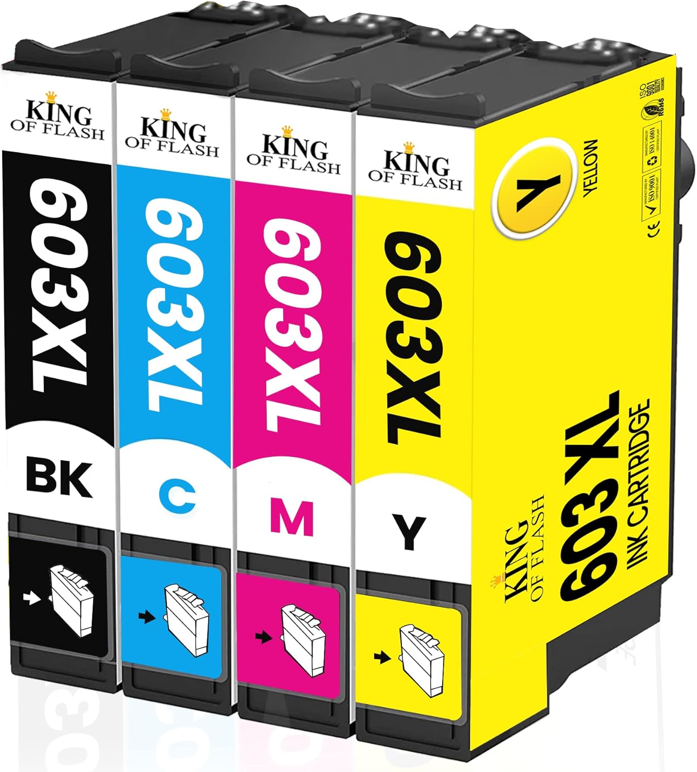 KING OF FLASH 603 XL Ink Cartridges Multipack - 603XL Ink Replacement for Epson Expression Home XP-3100 XP-4100 XP-2100 XP-2105 XP-3105 XP-4150 (1 Set)