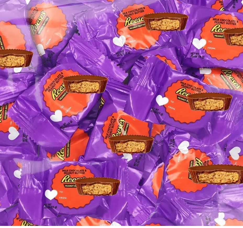 ReeseCup Peanut Butter Cups 1 lb Pound aprox 30 - Individually Wrapped Peanut Butter Cups In Milk Chcoclate with Heart and To/From Exchange Wrapper, for Father's Day Gift, Kosher OU-D 1 Full pounder