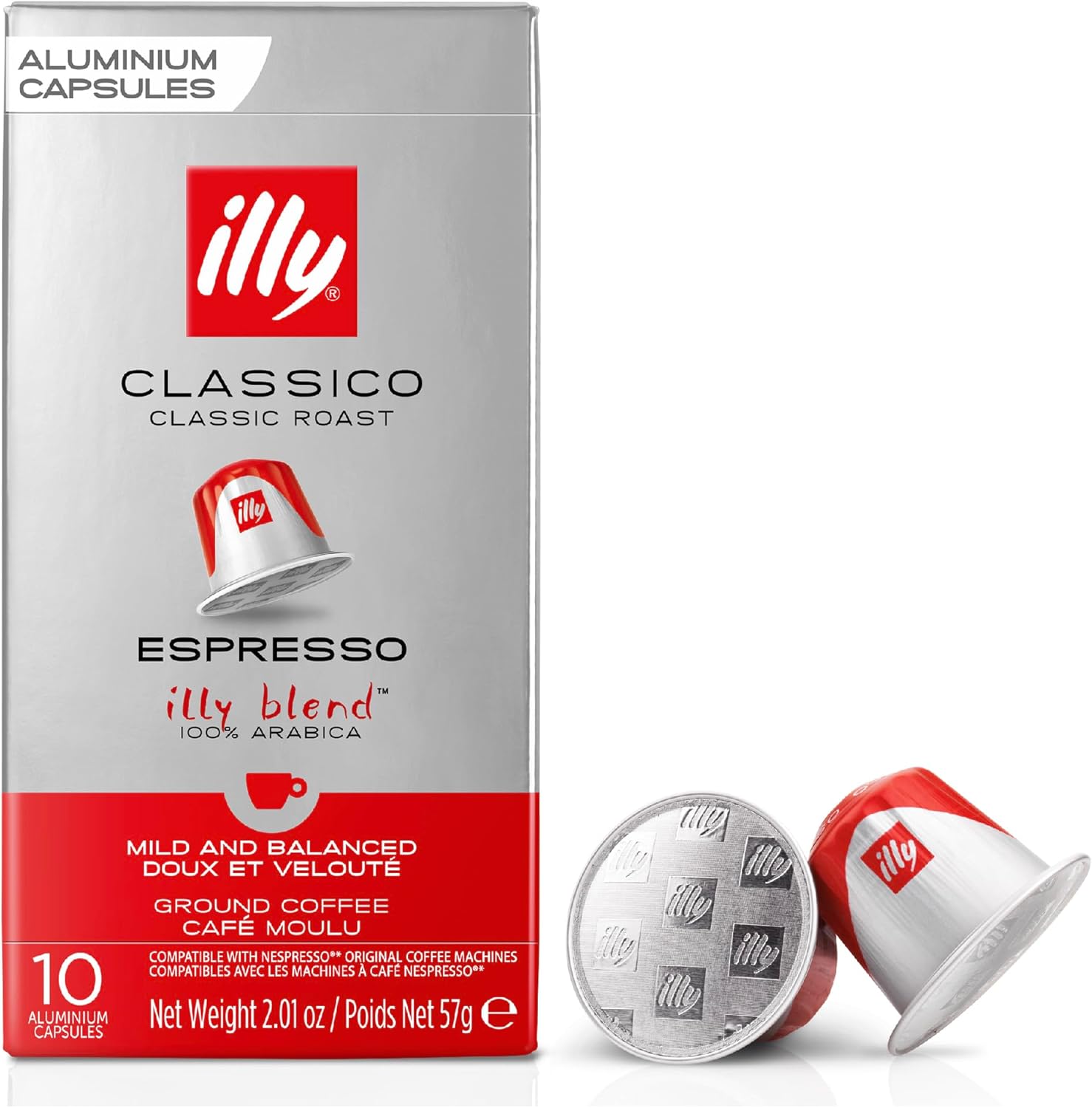 illy - Classico Espresso Coffee Pods - Medium Roast - 100% Arabica Coffee Beans - Nespresso Compatible illy Capsules - Pack of 10