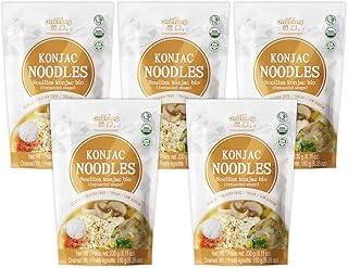 ONETANG Organic Shirataki Konjac Fettuccini Noodles, USDA Organic, Gluten Free, Fat Free, Keto Friendly, Low Carbs 8.11 Oz Pack of 5 Bags 40.6 Oz