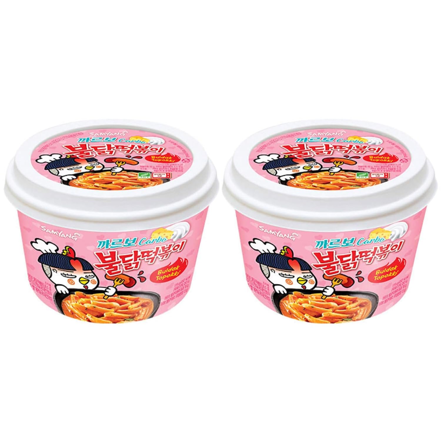 Samyang Carbo Buldak Tteokbokki Korean Rice Cake Instant 8oz 230g (Pack of 2)