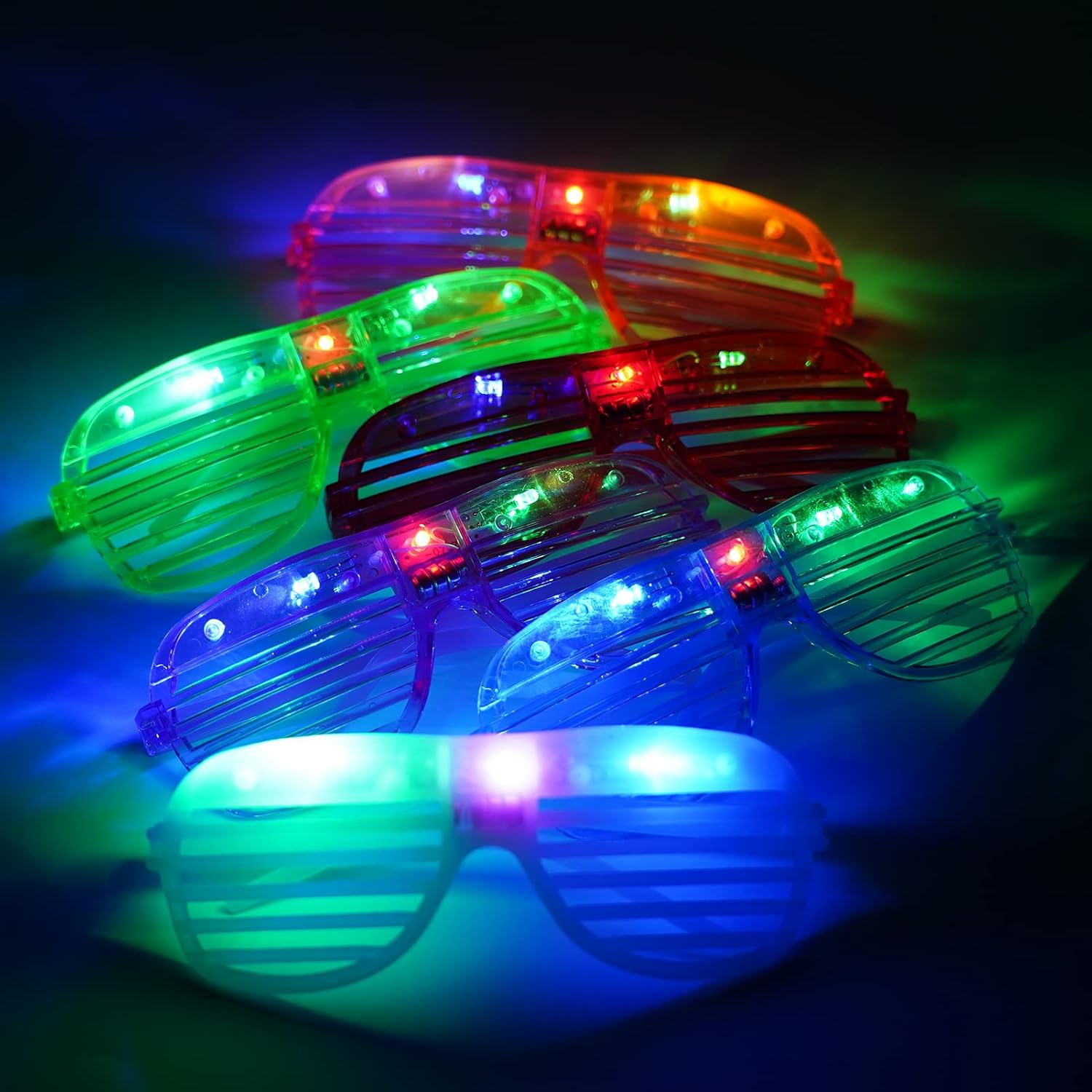 12 pieces Flashing LED Light up Slotted Shutter Sunglasses Shades Party Favors Bag Fillers (12)
