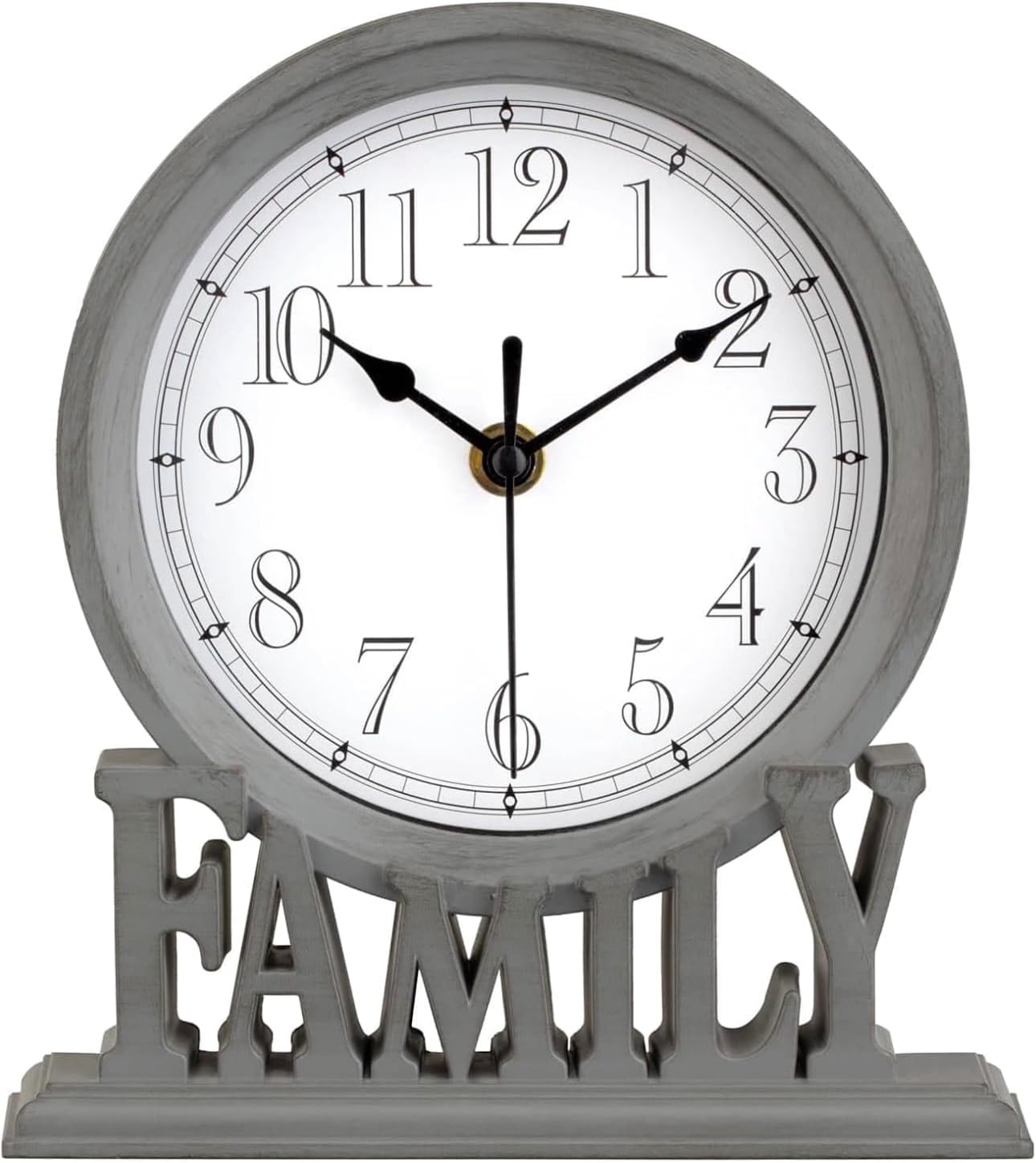 21cm Rustic Grey Family Mantel clock Fire Place Desktop Bedroom Kitchen Clock