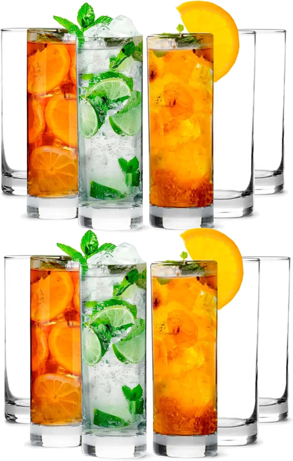 LEMONSODA Premium Highball 12oz/15oz Glass Sets - Elegant Tom Collins Glasses - Tall Water Drinking Glasses - Bar Glassware for Mojito, Whiskey, Cocktail (12oz, Set of 12)(2007)