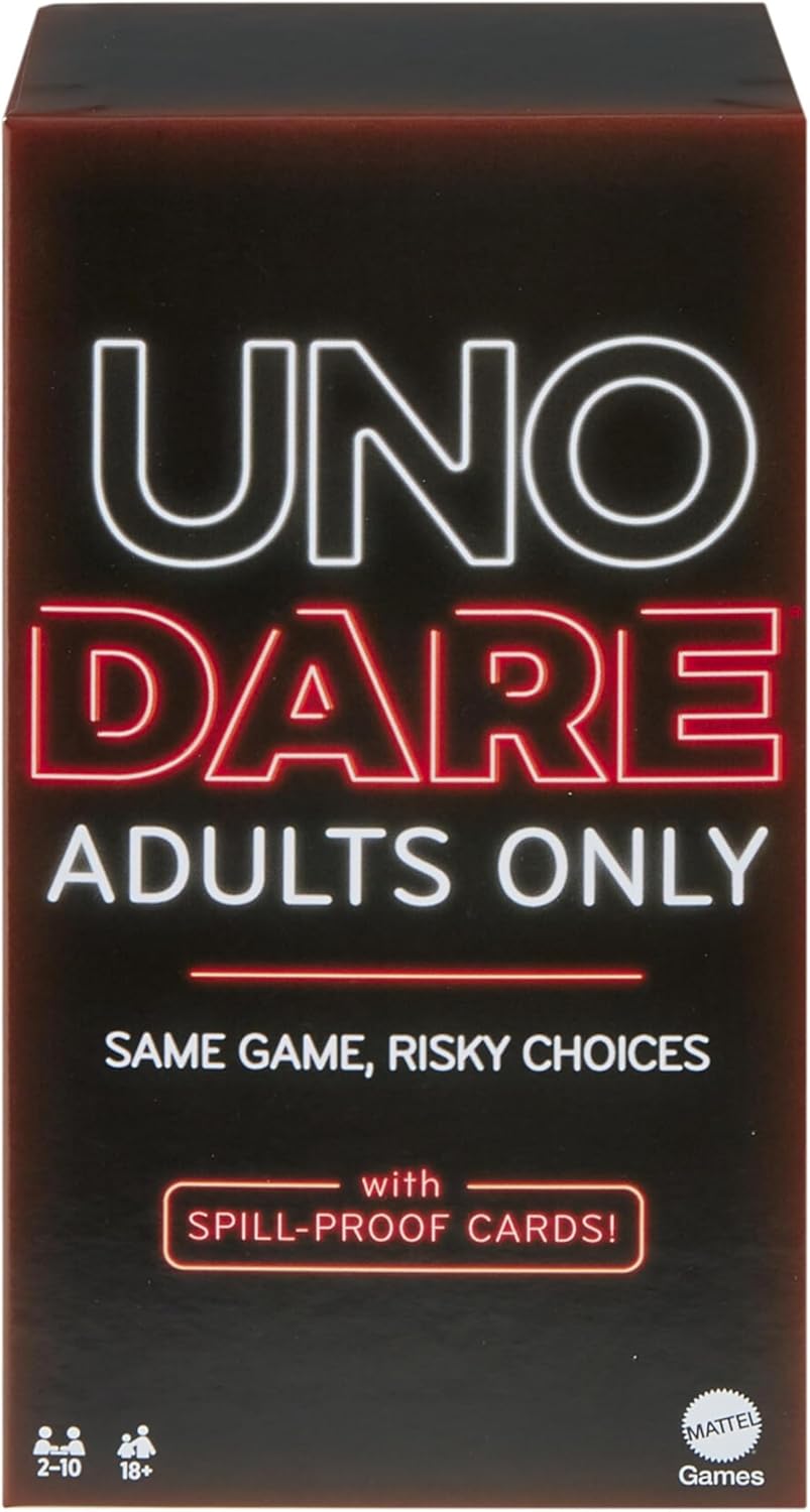Mattel Games UNO Dare Adults Only, UK English Version, Card Game for Game Night, Travel, Camping & Party, HRL30