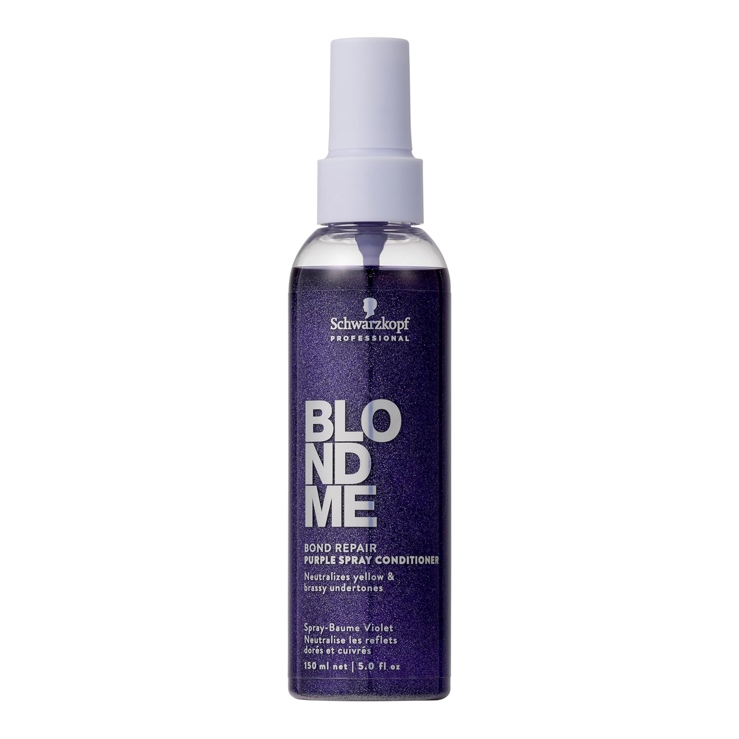 BlondMe Bond Repair Purple Spray Conditioner for Blonde Hair | Neutralize Yellow & Brassy Tones | Strengthen, Repair, & Prevent Breakage | For Moisturized, Healthy-Looking Cool-Toned Blondes, 5 Fl Oz