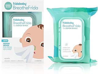 Frida Baby Breathefrida Toddler & Baby Nose Wipes, Baby Saline Wipes for Nose, Chest, Alcohol Free, Made with Aloe Vitamin E & Chamomile, 30 Count, 1pk