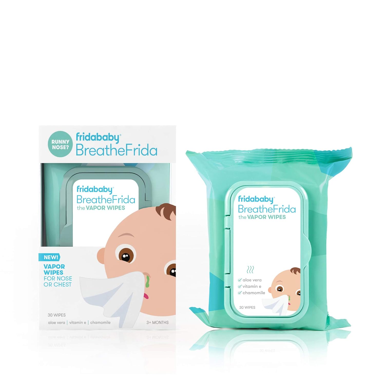 Frida Baby Breathefrida Toddler & Baby Nose Wipes, Baby Saline Wipes for Nose, Chest, Alcohol Free, Made with Aloe Vitamin E & Chamomile, 30 Count, 1pk