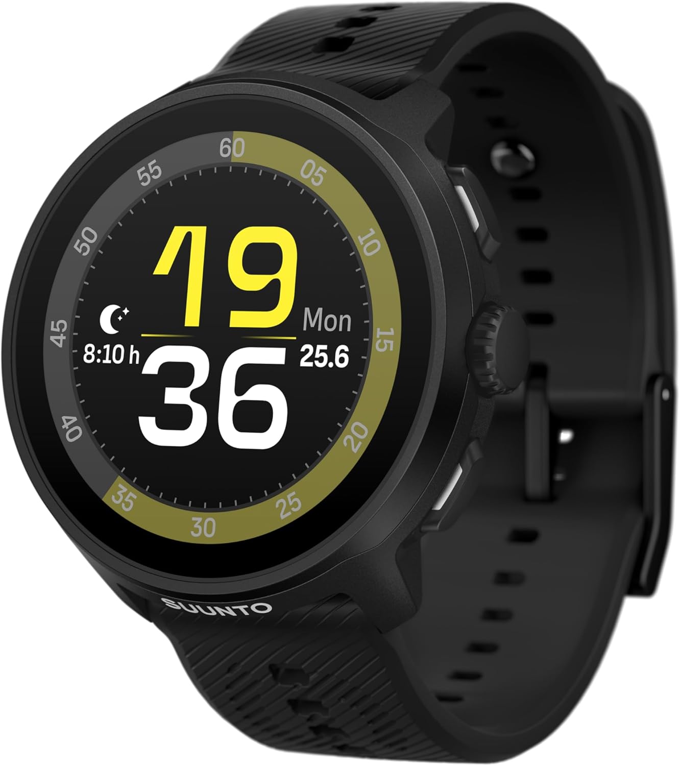 SUUNTO Run Running GPS Sports Watch with Silicone Strap, 1.32" AMOLED Touchscreen w/Crown Button, Wrist Heart-Rate & Sleep Health Tracking, Black