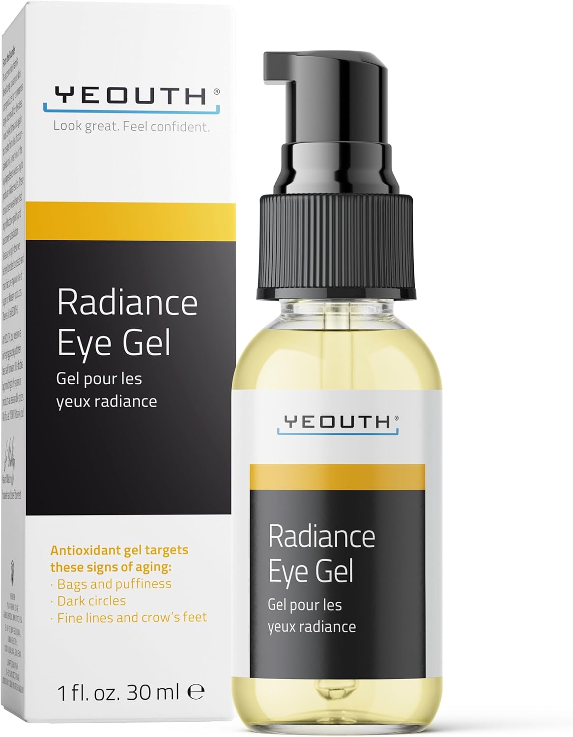 YEOUTH Under Eye Gel with Hyaluronic Acid, Targets The Appearance of Puffiness, Dark Circles & Under Eye Bags, Revitalizing Hydrating Skincare 30ml