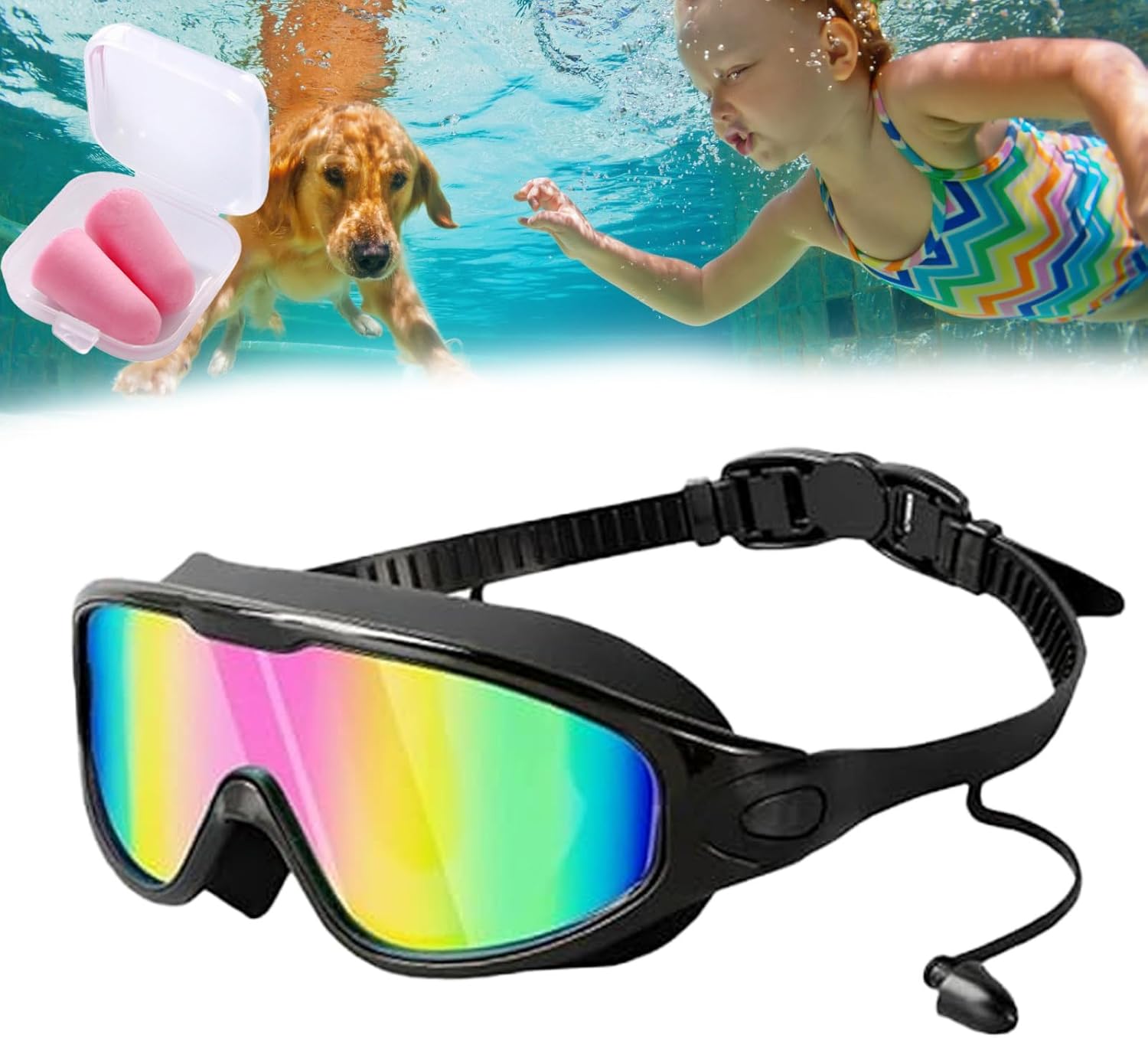 GLSAYZU Cosmiccosmic Swim Goggles, Favorabler Wide View Anti Fog&Uv Swimming Goggles, Anti Fog & Uv, Ergonomic 3D Frames
