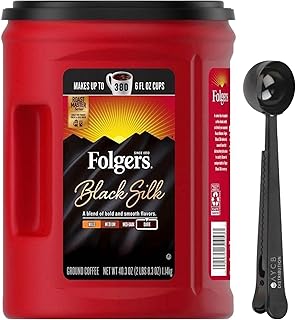 Folger Black Silk Dark Roast Ground Coffee (40.3 oz) - Bundle Includes AYCB Distribution 15ml Measuring Scoop