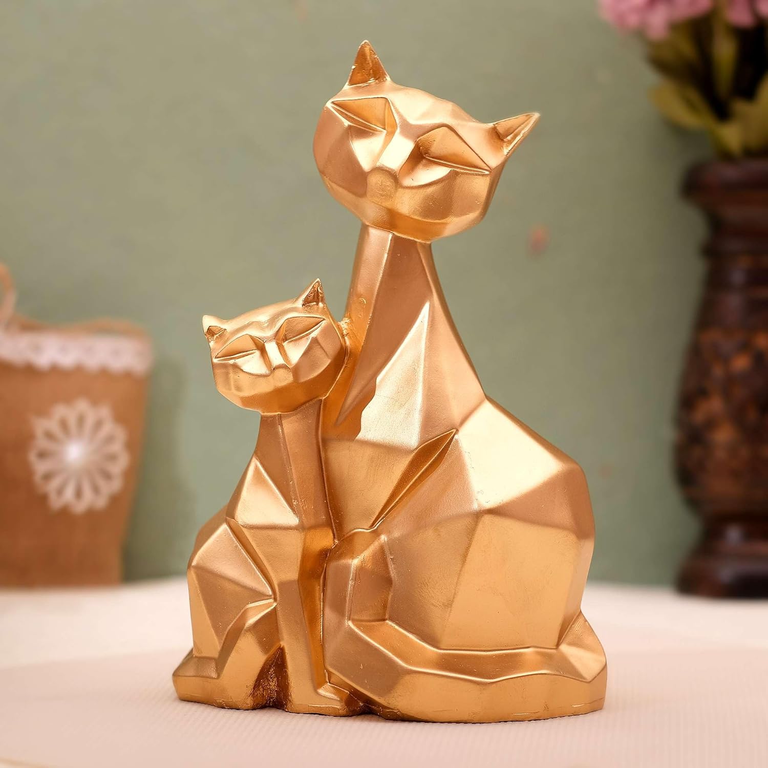 Nifty Nest craft Handcrafted polyresin Cat Family Decorative Showpiece for Home Office Hotel Desktop Decoration dcor Sculpture Animal Figurine Items