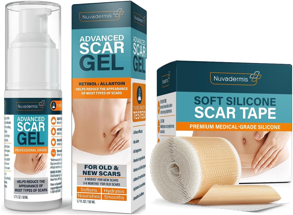 Nuvadermis Scar Care Bundle - Advanced Scar Gel & Silicone Scar Tape