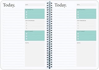 Day Planner Notebook - Undated Planner To Do List Notebook, Today Planner with Checklist, Daily To Do Planner to Increase Productivity, 5.7 x 8.0 inches - Flexible Cover, Strong Twin-Wire Binding