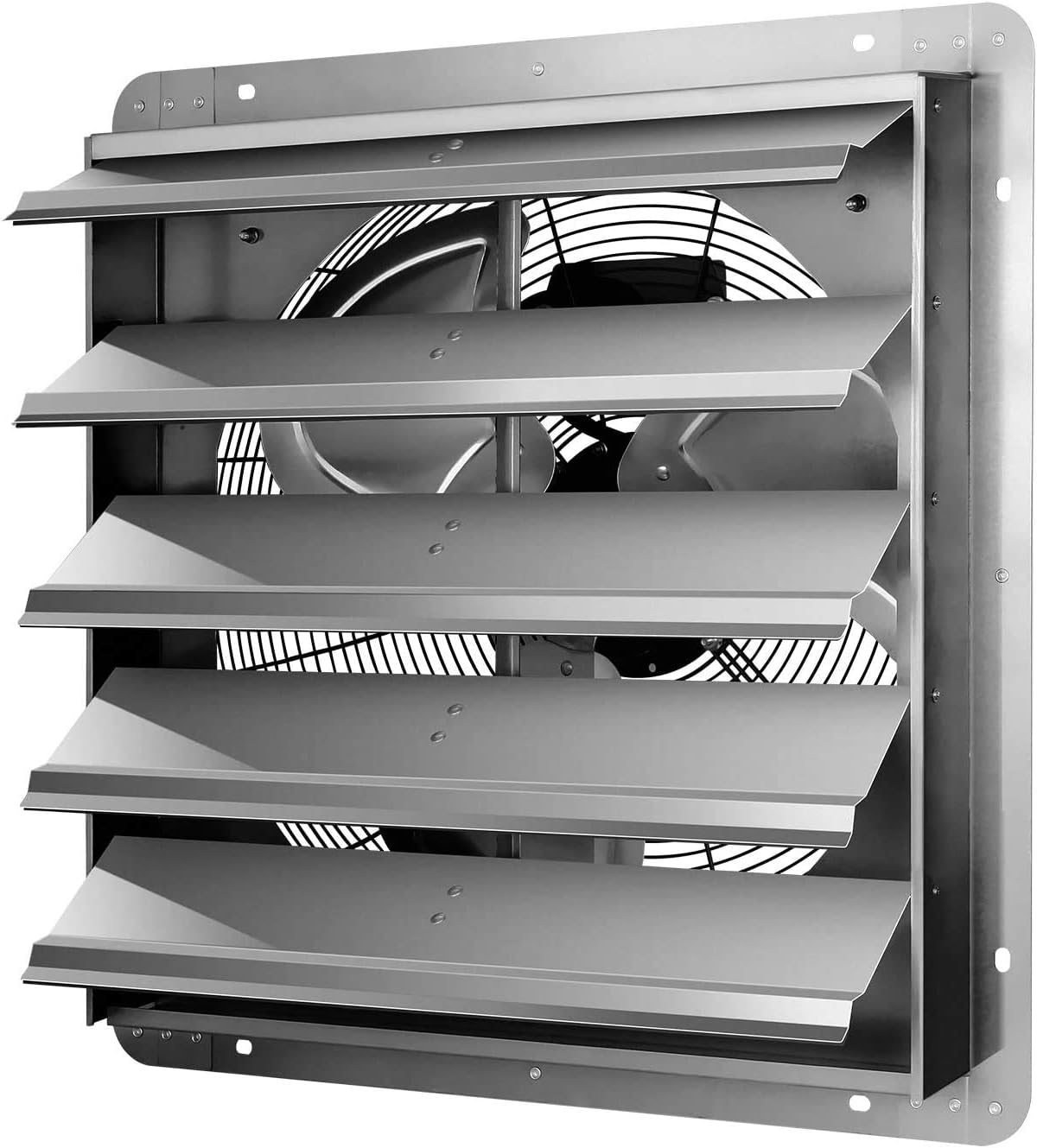 iPower 20 Inch Wall Mounted Shutter Exhaust Fan, Aluminum, 1200 RPM, 3368 CFM, for Attic, Garage, Louvered Vent, Plant, Greenhouse, Silver