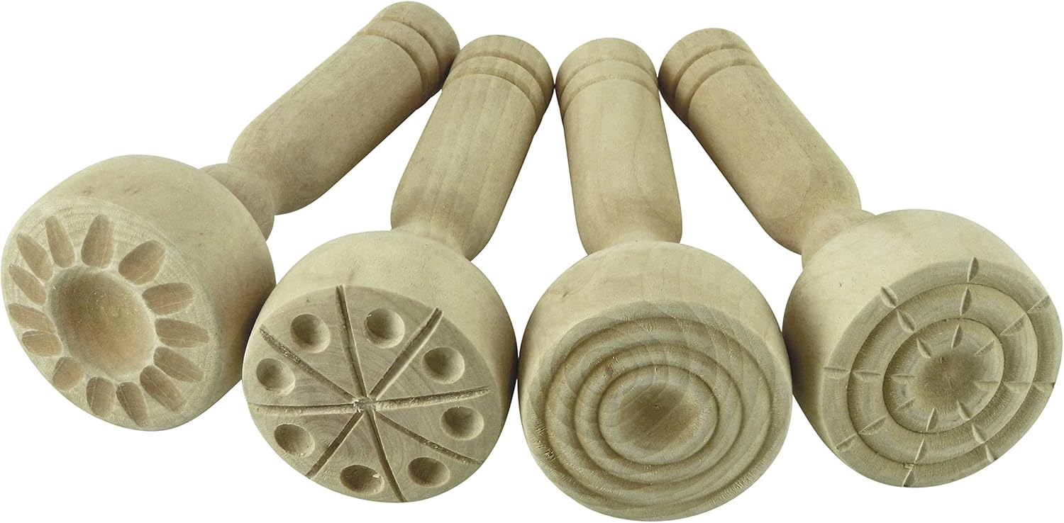 Modelling tools | Wooden clay & modelling dough stampers | Pack of 4 designs