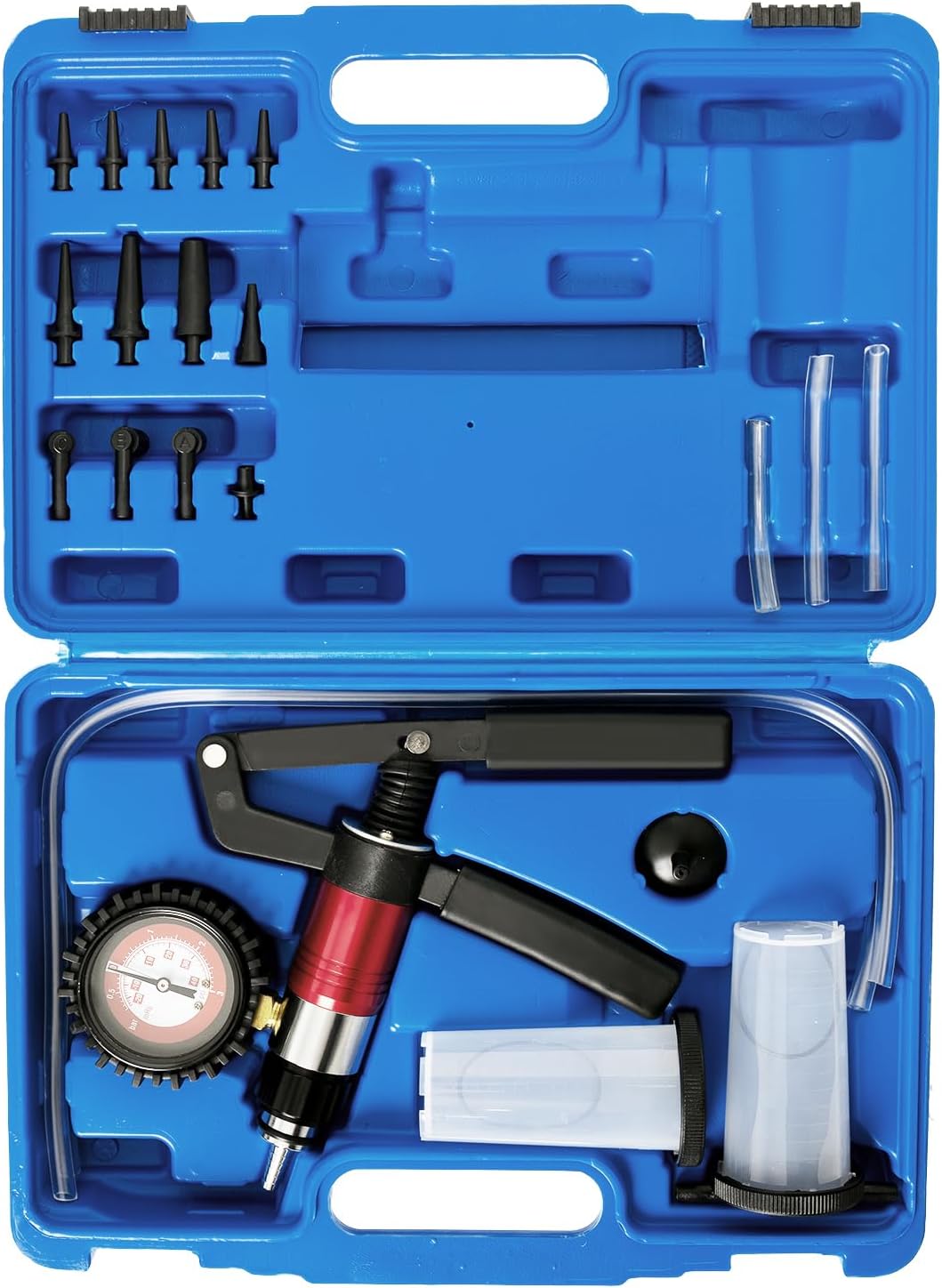 2 in 1 Hand Held Vacuum and Pressure Pump Tester Brake Bleeder Kit for Car Truck Motorcycle 23 Pcs Brake Bleeder Vacuum Pump Kit