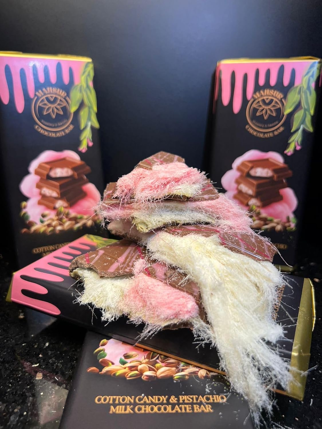 Viral DUBAI Chocolate | Large Size 155g Chocolate Bar Cotton Candy & Pistachio by MANSUR Est. 1891