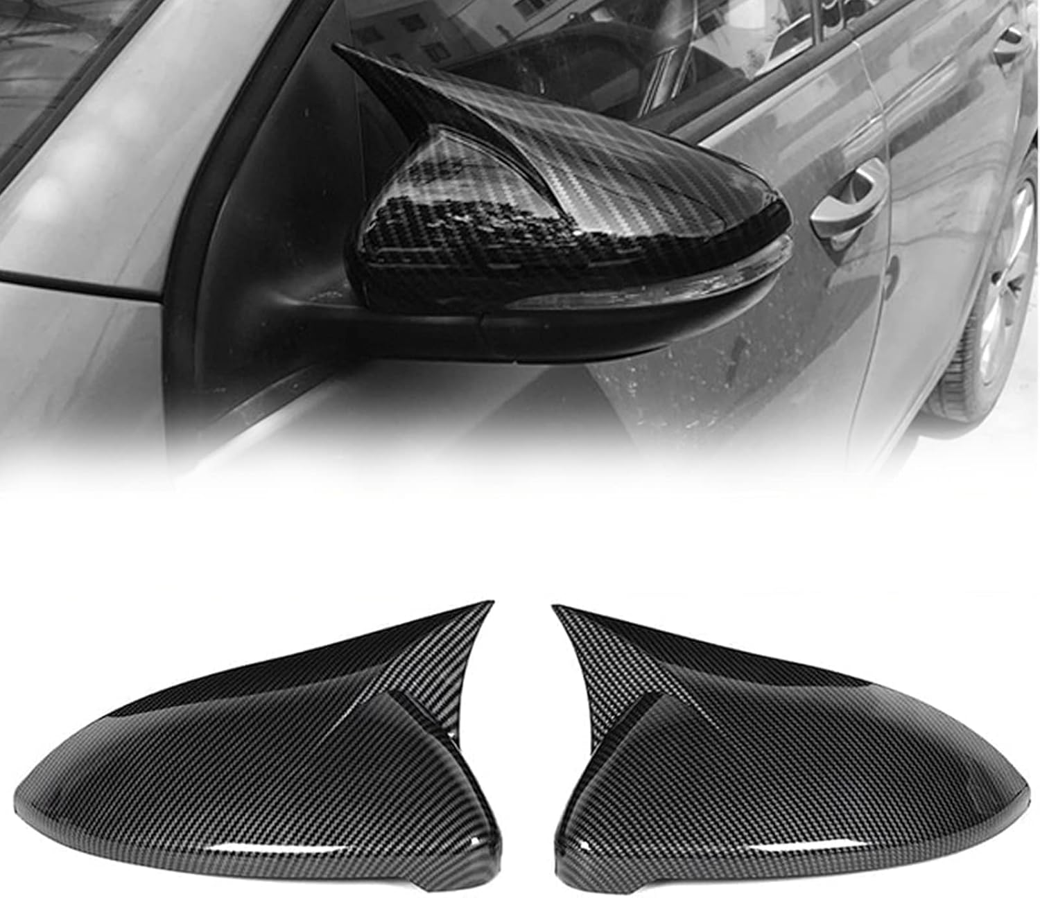 2pc Carbon Fiber Rear View Mirror Covers Caps,Replacement Rearview Mirror Covers,Fits for VW Golf MK7 MK7.5 Base GTI R 2013 2014 2015 2016 2017 2018