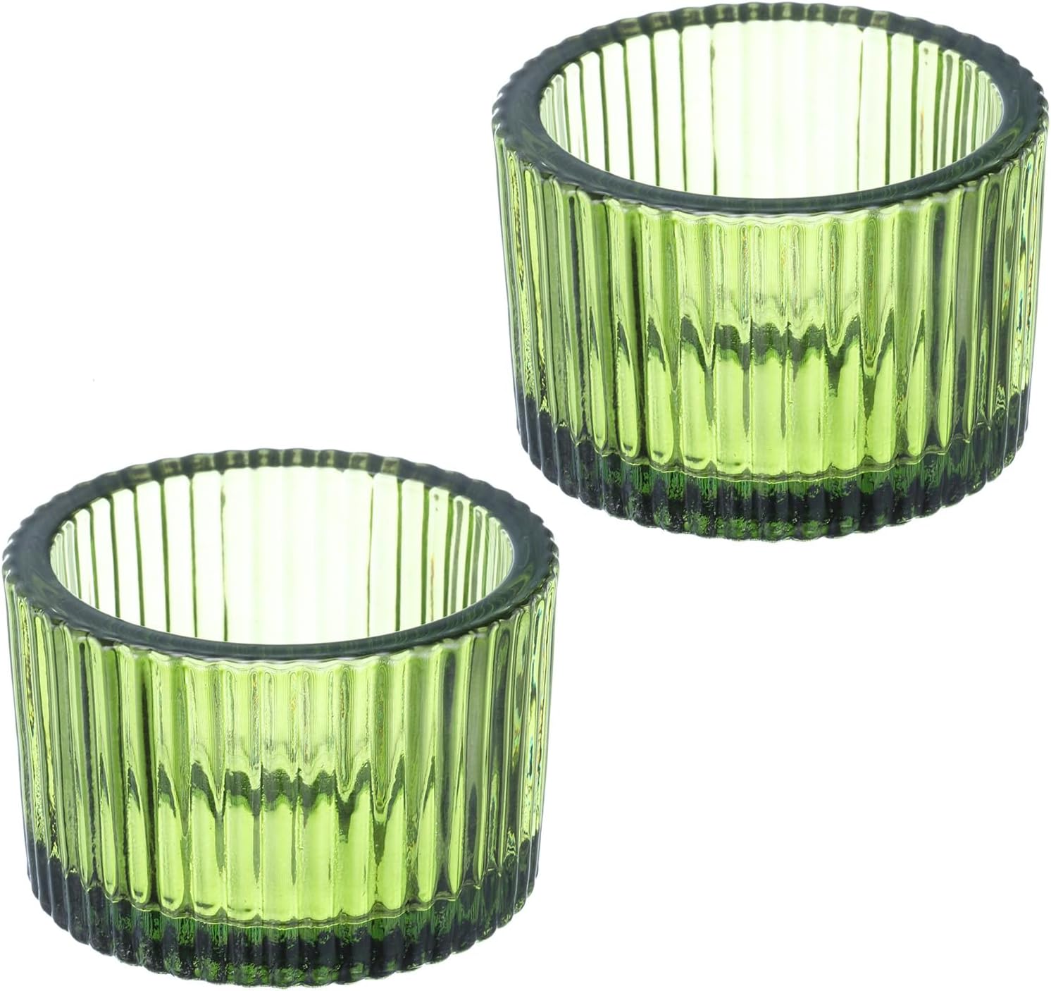 PATIKIL 2 Pcs Tealight Candle Holder, Tea Lights Candle Holder Glass Votive Candle Holders Glass Candle Holders for Table Centerpiece Decor Wedding Dinner Party, Green