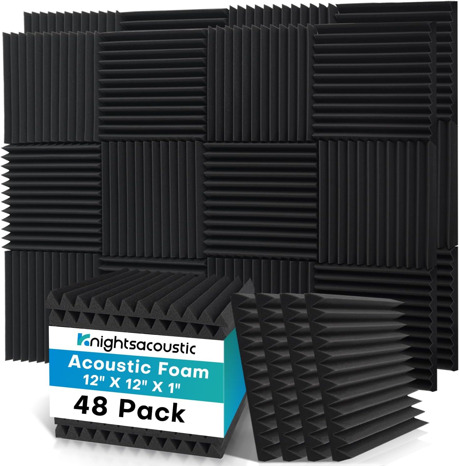 48 Pack Sound Proofing Panels, 2.5 X 30 X 30cm /1" X 12" X 12" Acoustic Wall Panels, Soundproofing Acoustic Foam Panels, High Density Soundproofing Acoustic Panels for Podcast Studio, Offices