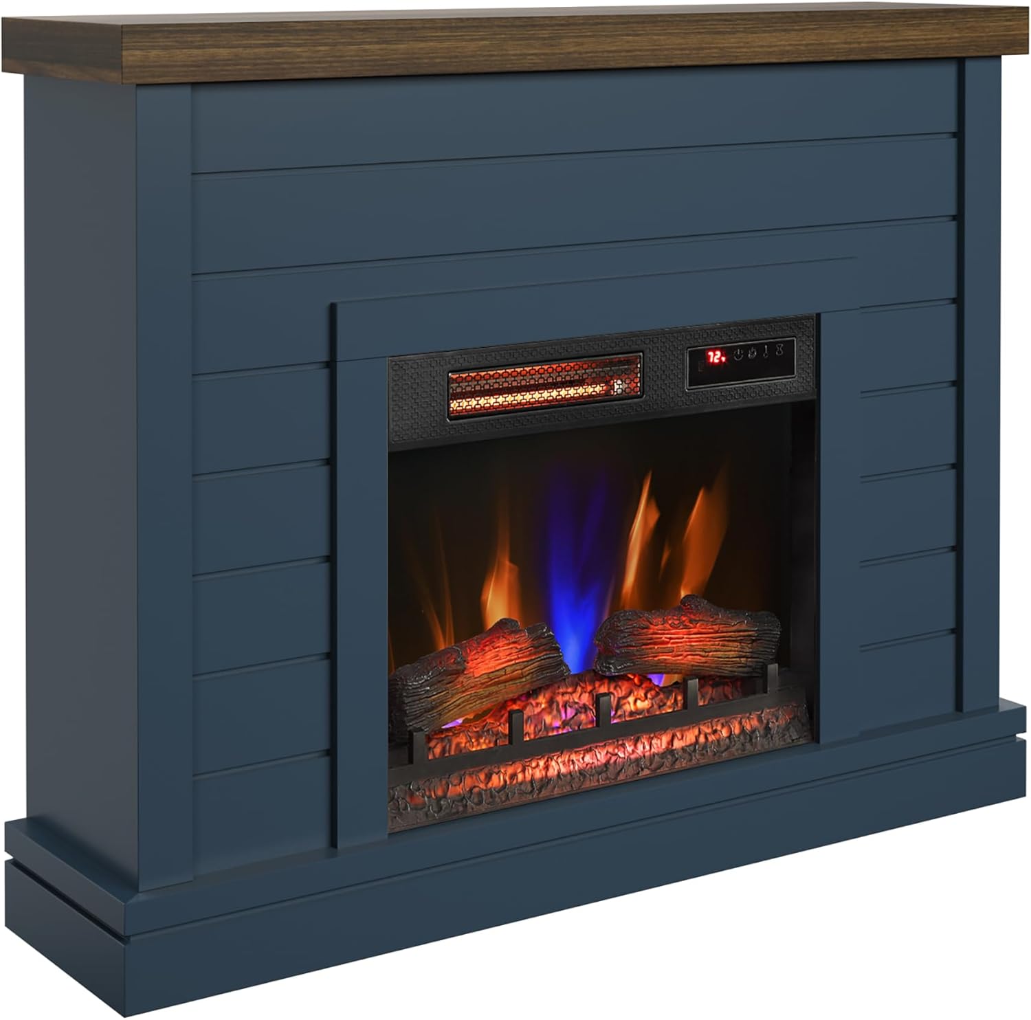 duraflame® Shiplap Wall Mantel Electric Fireplace, Fontana Blue