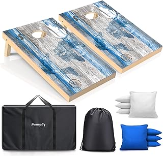 Cornhole Boards Set-4x2/3x2ft Solid Wood Corn Holes Outdoor Game Set, Portable Cornhole Set with 8 Bean Toss Bags and 2 Cornhole Boards & Carry Case, Corn Hole Sets for Adults Lawn Backyard Games