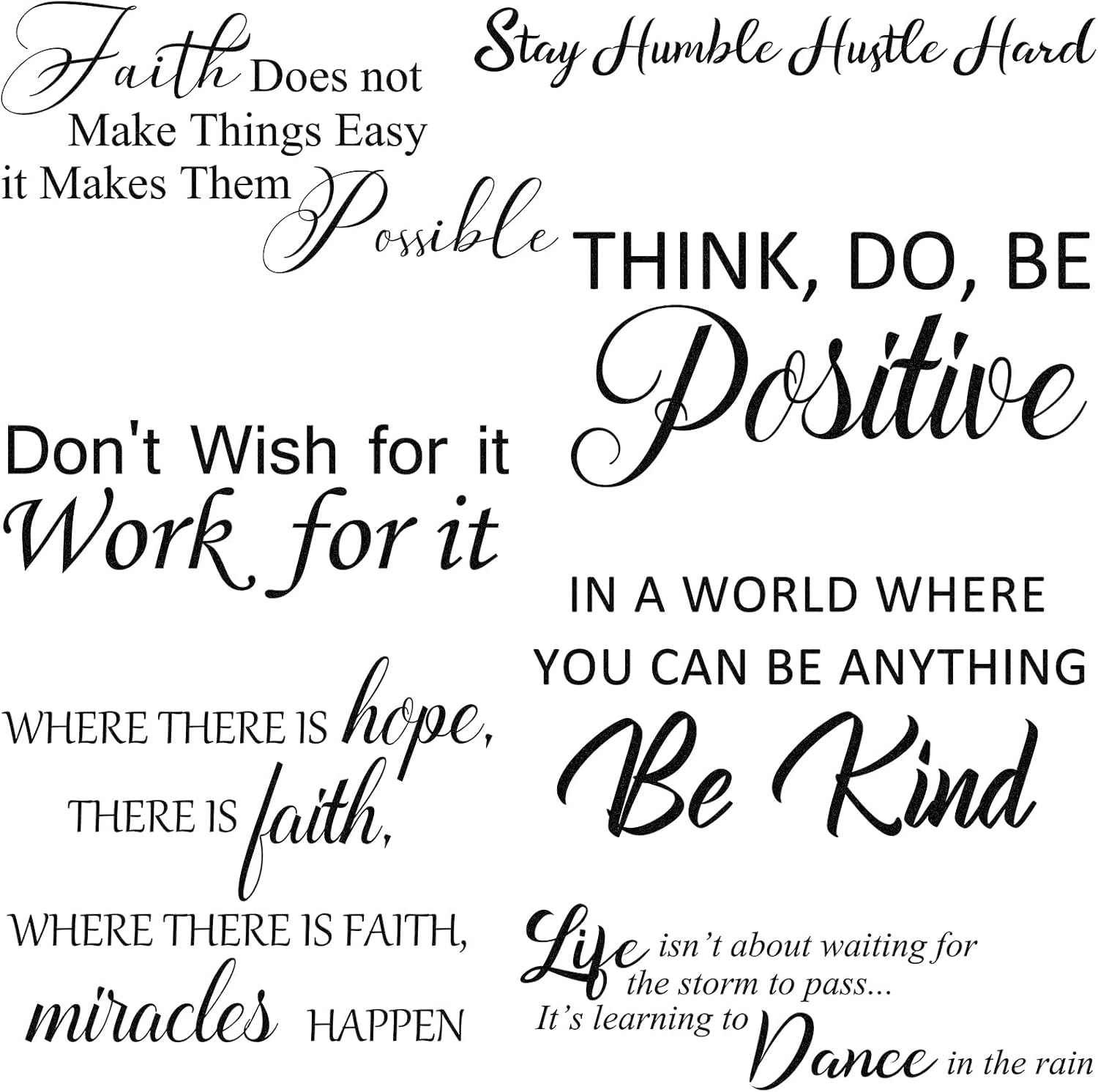 5 Sheets Inspirational Quotes Wall Decals Peel and Stick Vinyl Quotes Stickers Motivational Positive Saying Wall Art for Living Room Bathroom Bedroom Office Family Stickers Decor