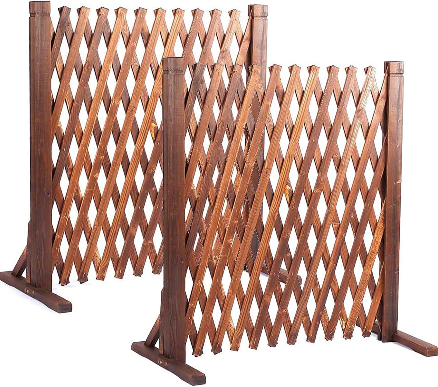 uyouous Garden Fence Wood Garden Fencing 2 Pack Extendable Instant Fence Wooden Garden Fence Expandable Freestanding Wood Garden Trellis Fence for Home Yard Garden Indoor Outdoor