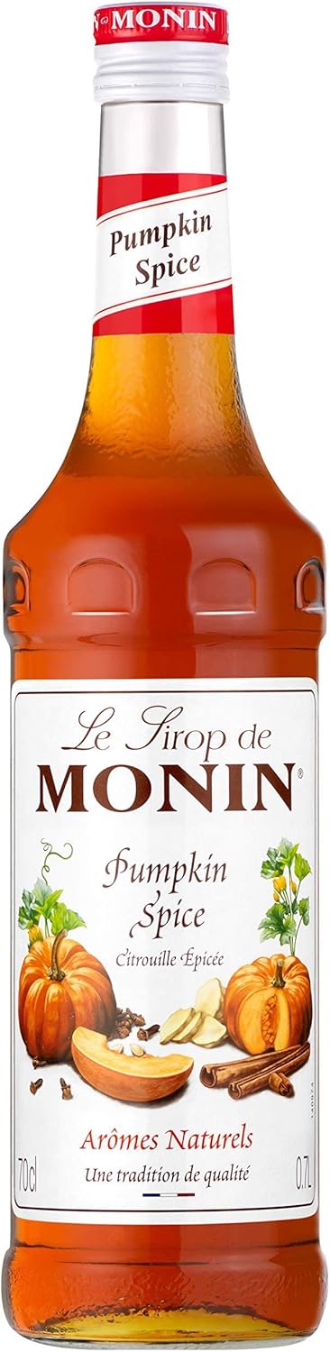 MONIN Premium Pumpkin Spice Syrup 700ml for Coffees, Frappes and Cocktails. Vegan-Friendly, Allergen-Free, 100% Natural Flavours and Colourings. Perfect for Pumpkin Spice Lattes