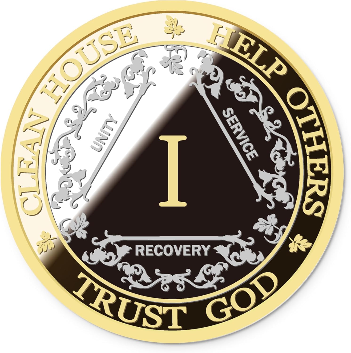Silver & Gold 1-10 Years Alcoholics Anonymous Medallion AA Coin Capsule Included (One Year)