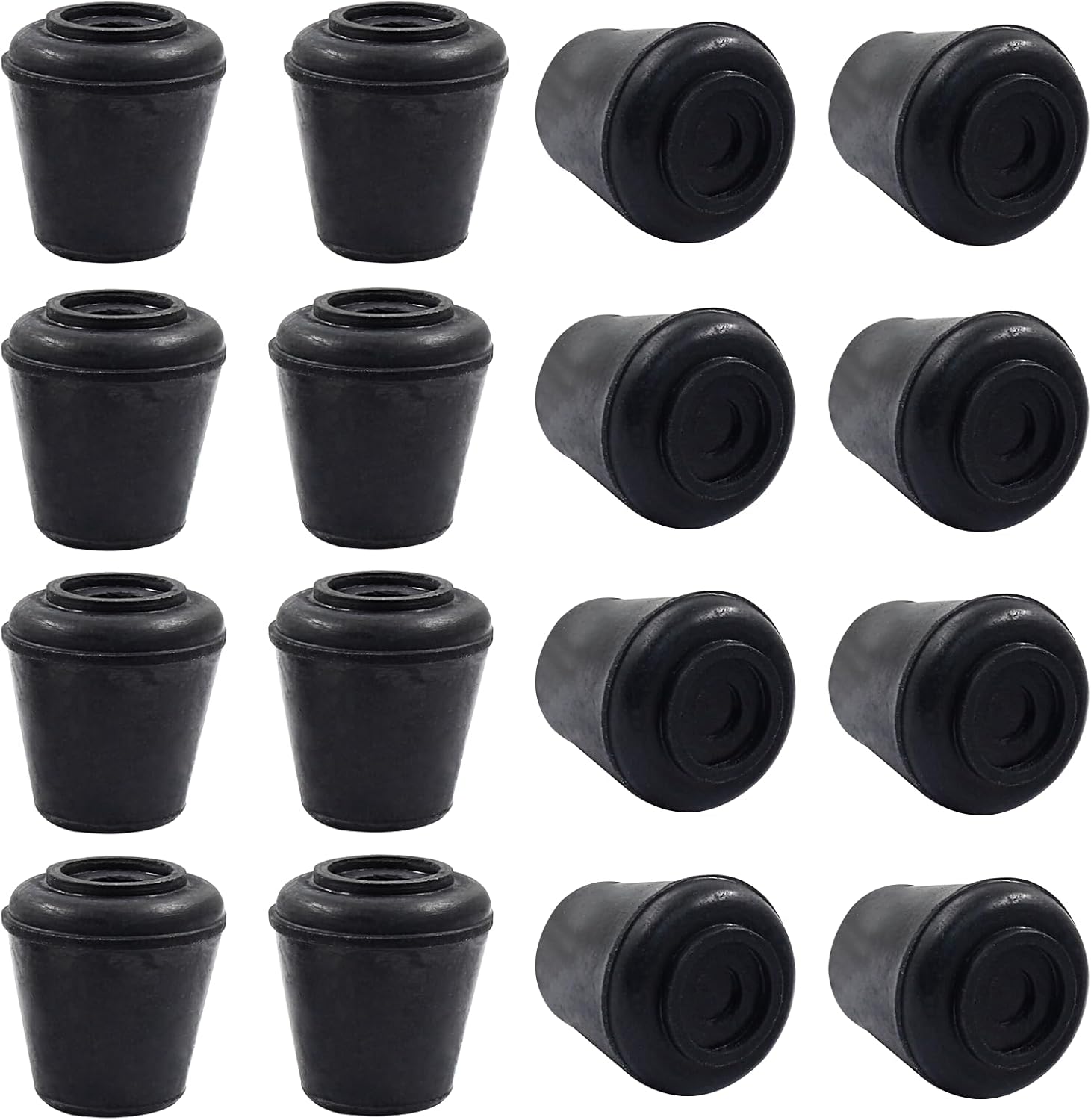 16pcs 1/2 Inch Round Chair Leg Tips Caps, Non-Slip Rubber Chair Leg Floor Protectors, Black Furniture Leg Caps Fit for 0.43"-0.47" (11mm-12mm) Diameter Round Feet