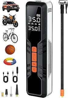 Tire Inflator Portable Air Compressor - 4X Air Pump for Car Tires, 150PSI&10000mAh Portable Tire Inflator for Car, 12DC Air Pump with Pressure Gauge/LED Light, Bike/Motorcycle/Ball/Car Accessories