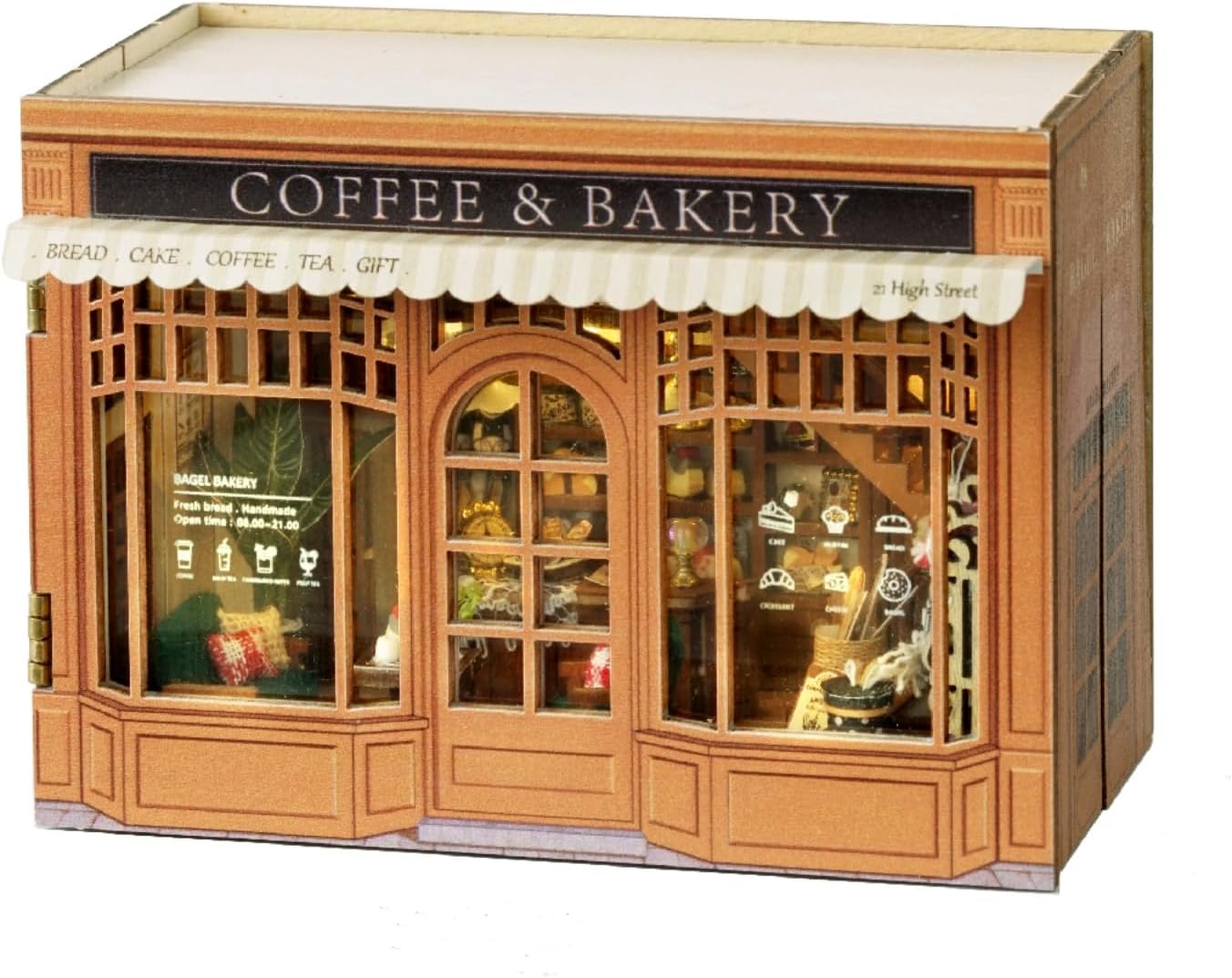 CUTEROOM Miniature House Kits For Adults, Mini Dollhouse Wooden Furniture Kit, Diy Craft Kits Creative Room Sunshine Greenhouse Tiny House For Decoration-Coffee