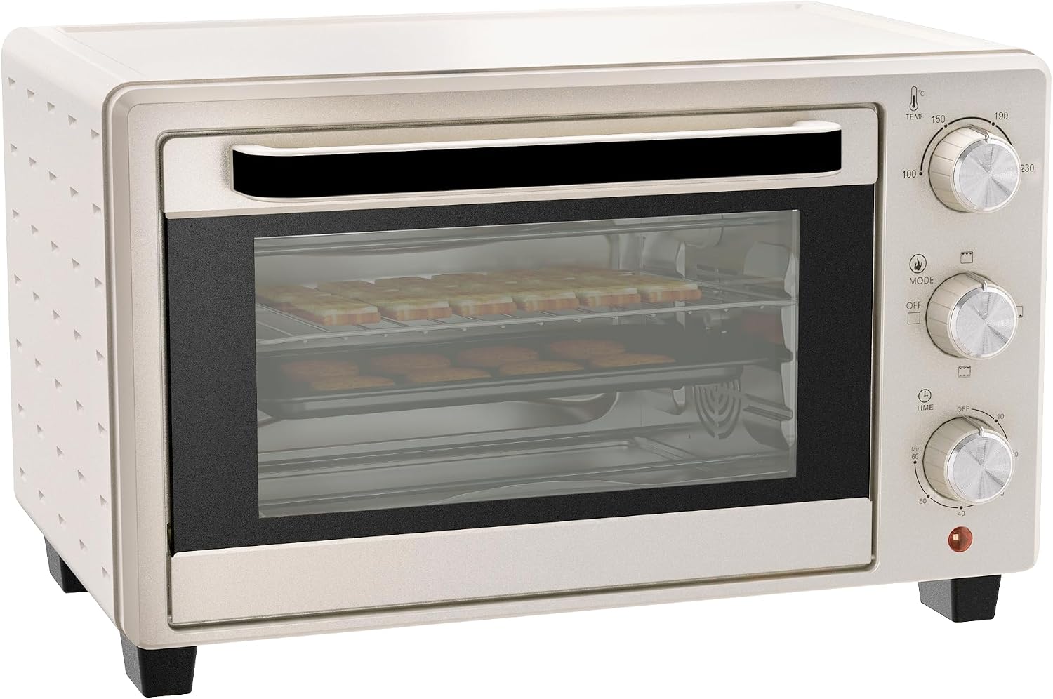 HOMCOM Mini Oven 21L Countertop Electric Grill Adjustable Temp 1400W Cream