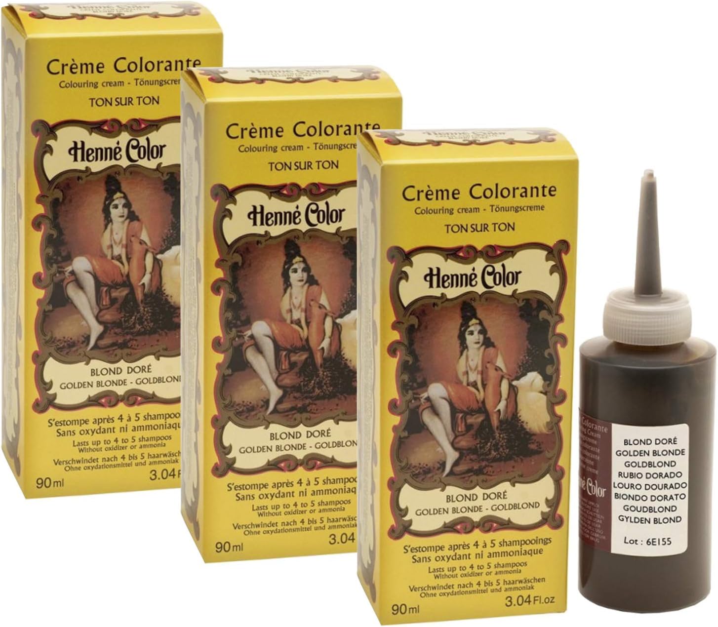 Henne Color Golden Blonde Hair Colouring Cream 90ml (Pack of 3) New Fashion House