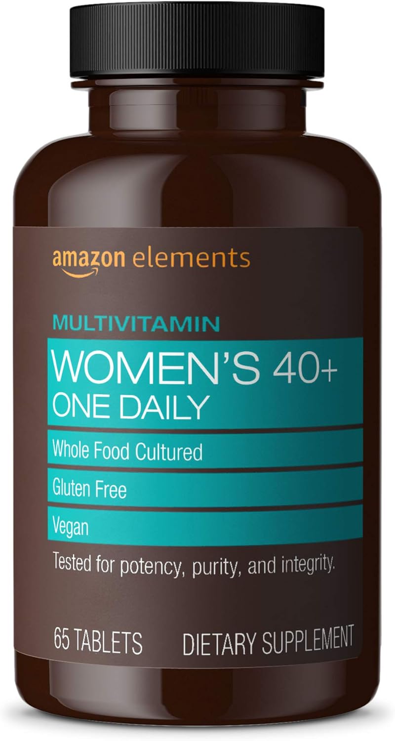 Amazon Elements Women‚ 40+ One Daily Multivitamin, 66% Whole Food Cultured, Vegan, 65 Tablets, 2 month supply (Packaging may vary)