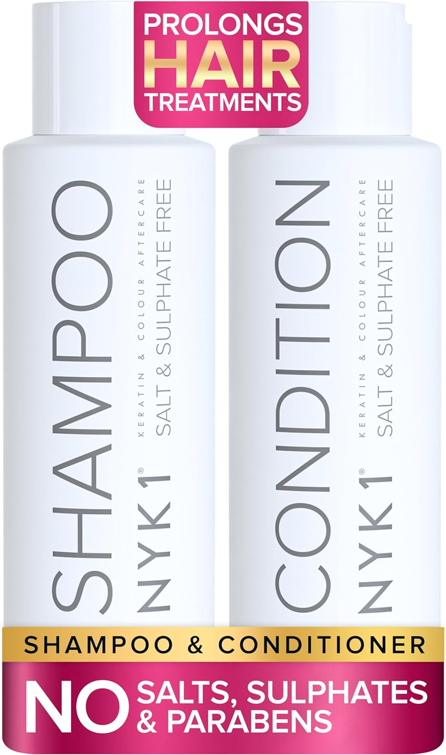 NYK1 Sulphate Free Hair Shampoo And Conditioner Set (500ml x2) Sulfate Free Shampoo And Conditioner Sets for Extensions, Colour and Keratin Treatment - Gentle Cleansing and Prevents Breakage
