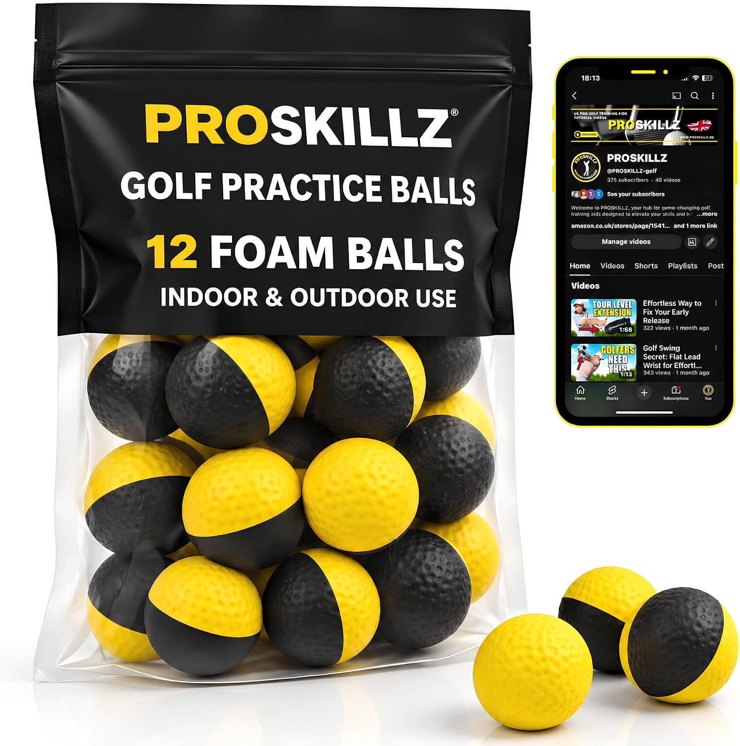 Golf Practice Foam Balls I True Spin & Feel Practice Golf Balls | Weighted Foam Balls, Ideal for Indoor or Outdoor Training — Great Golf Gift for Men & Women
