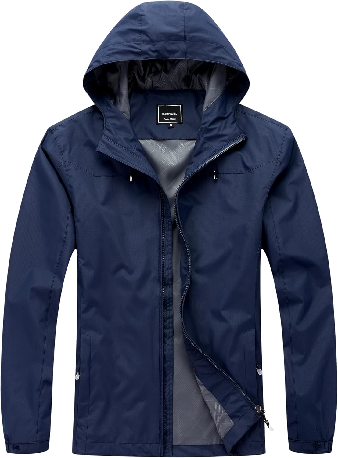 Blu Apparel Mens Waterproof Rain Jacket Premium Branded Walking Hiking Everyday wear Jacket Windproof