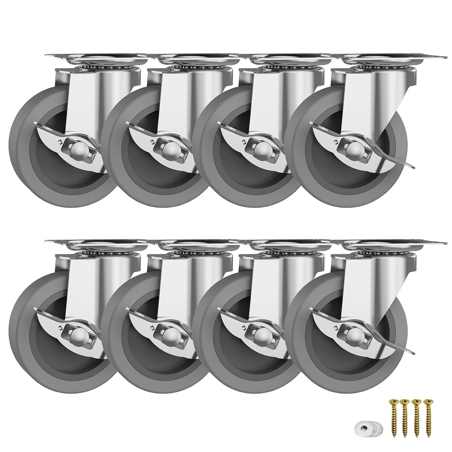 Caster Wheels,3 Inch Casters Set of 4,Heavy Duty Caster with Brake