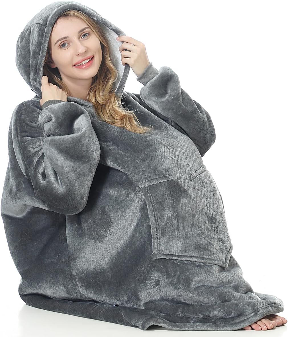 Oversized Hoodie Blanket, Wearable Blanket sweatshirt, Ultra Soft Sherpa Fleece Comfy Snuggle Hoodie