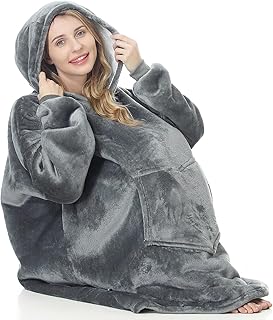 Oversized Hoodie Blanket, Wearable Blanket sweatshirt, Ultra Soft Sherpa Fleece Comfy Snuggle Hoodie