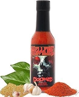 Hellfire Doomed Hot Sauce, Hottest Sauce in the World, Spiked with 6.66 Million SHU Natural Pepper Extract, Lab tested at 2.79 Million SHUs for an EXTREME HEAT Experience, 5 oz.