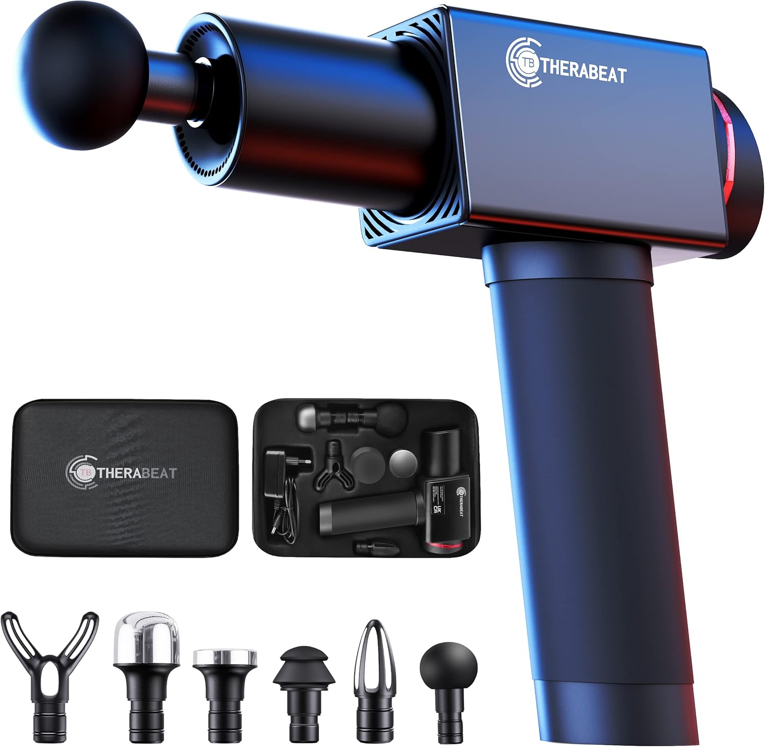 Therabeat Massage Gun, 220W Muscle Massage Gun Deep Tissue Massager for Body, Knee, Back, Hip & Hand Pain Relief, Quiet Aluminium Electric Handheld Massage Gun Deep Tissue for Women and Men Fitness