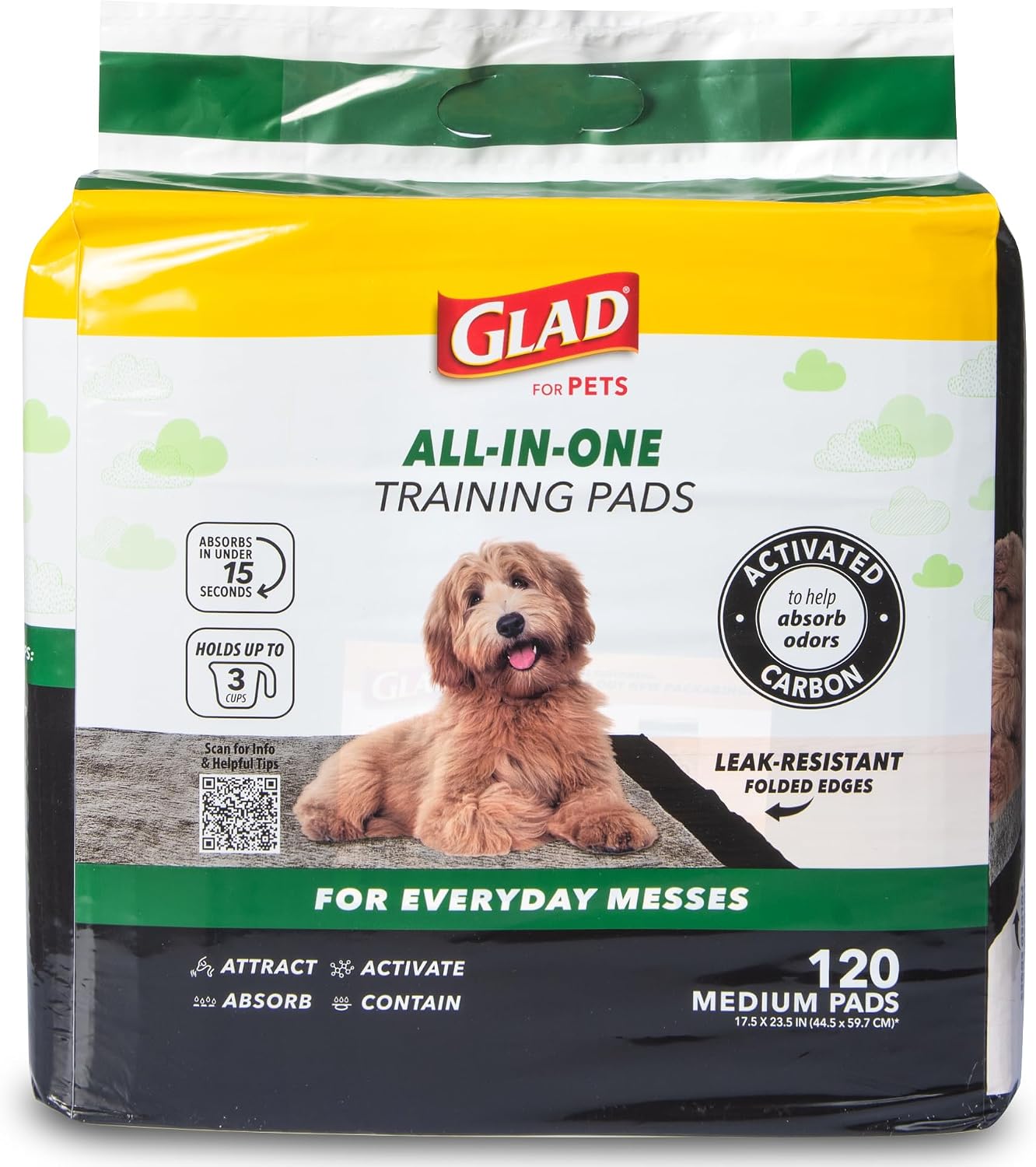 Glad for Pets Black Charcoal Puppy Pads, 17.5 x 23.5 Inch, 120 Count