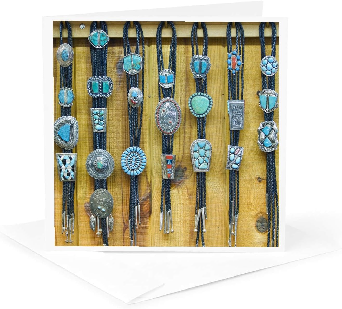 3dRose Greeting Card - New Mexico, Gallup, Bolo Ties For Sale, Market - US32 RTI0045 - Rob Tilley - Markets