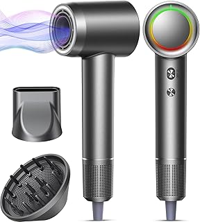 Hair Dryer, 160000 RPM Professional High-Speed Blow Dryer 500 Millions Negative Ionic Care Hair Dryer for Fast Drying, Low Noise Thermo-Control Hairdryer, Travel with Magnetic Diffuser & Nozzle