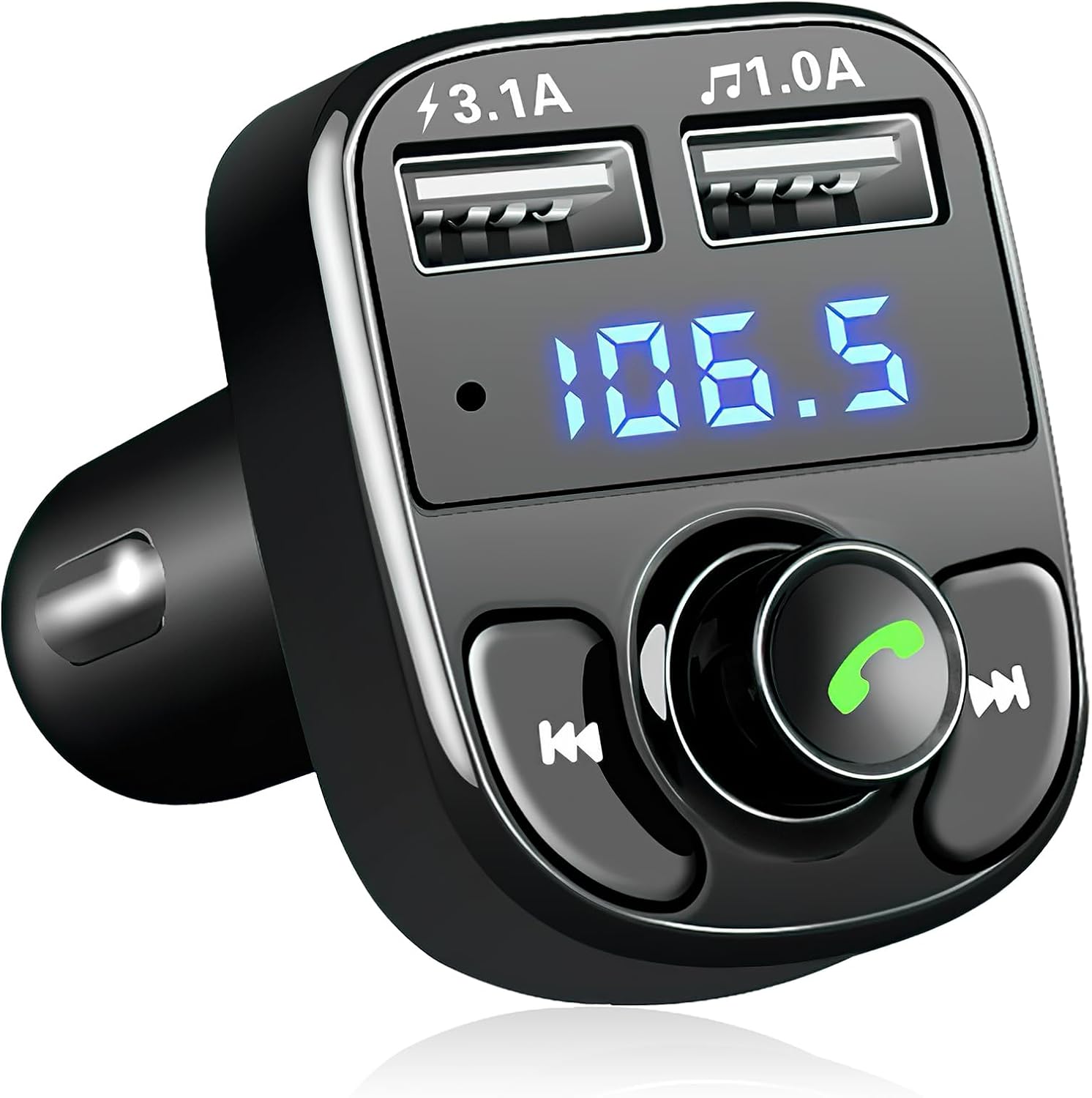 Bluetooth Car Adapter FM Wireless Bluetooth Transmitter Car MP3 Player USB Radio Hands-Free Calling Dual USB Fast Charger 5V/3.1A and 1A SD with Built-in MIC Support Card USB Disk Accessories